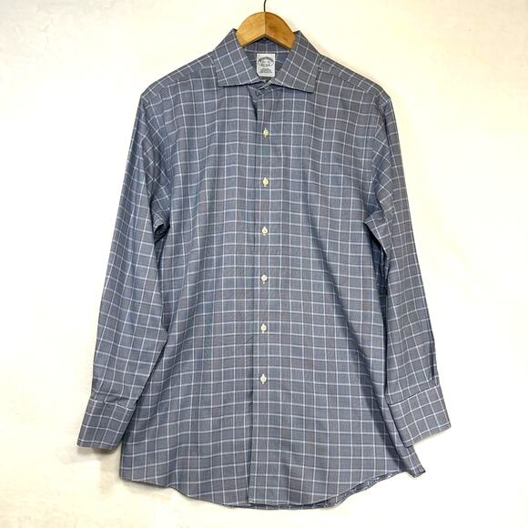 Brooks Brothers Sz 15.5-32 Blue Check Non-Iron 100% Supima Cotton Buttoned Shirt - Picture 1 of 6